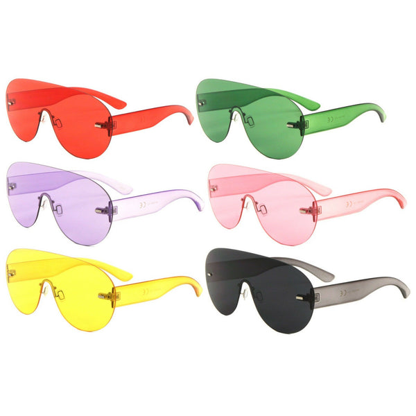 Aspen Rimless Oversized Shield Mono One Piece Lens Futuristic Sunglasses