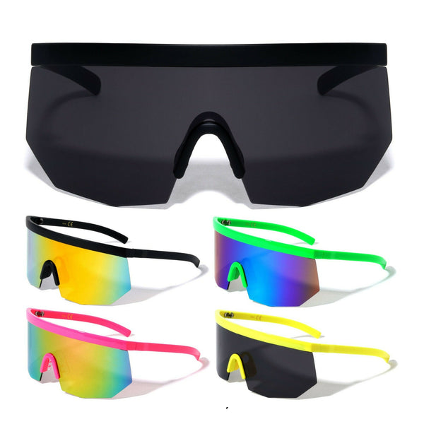 XL Oversized Semi Rimless Shield Wrap Face Sport Sunglasses