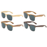 Classic Faux Bamboo Wood Print Square Retro Sunglasses