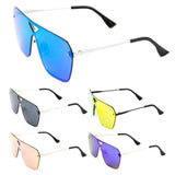 Oversized Rimless Square Flat Top One Piece Shield Lens Aviator Sunglasses