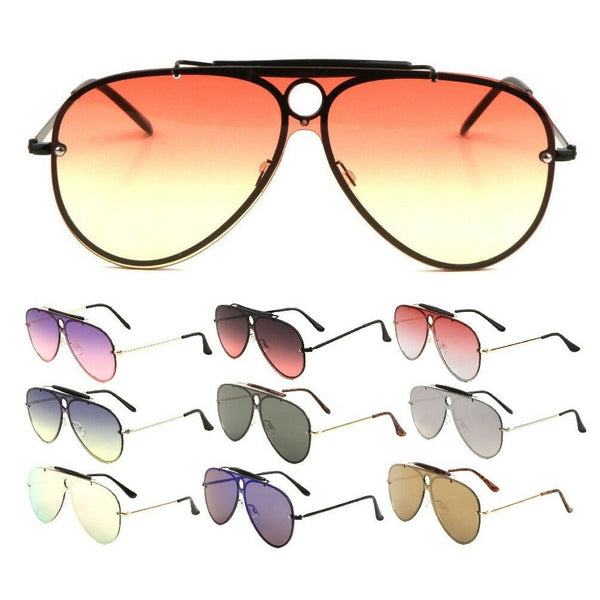 Classic Outdoorsman Retro Pilot Shield Aviator Sunglasses