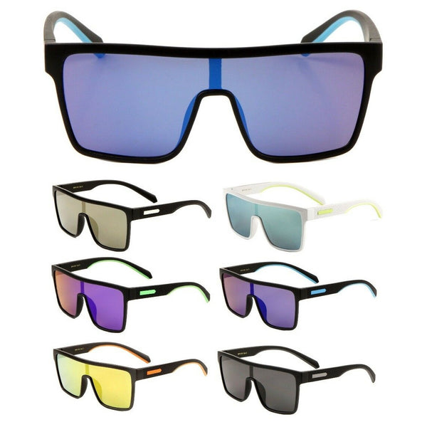 Futuristic Polarized Shield Square Aviator Sunglasses