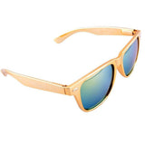 Gold Metallic Square Sunglasses Iridium Mirror Lenses