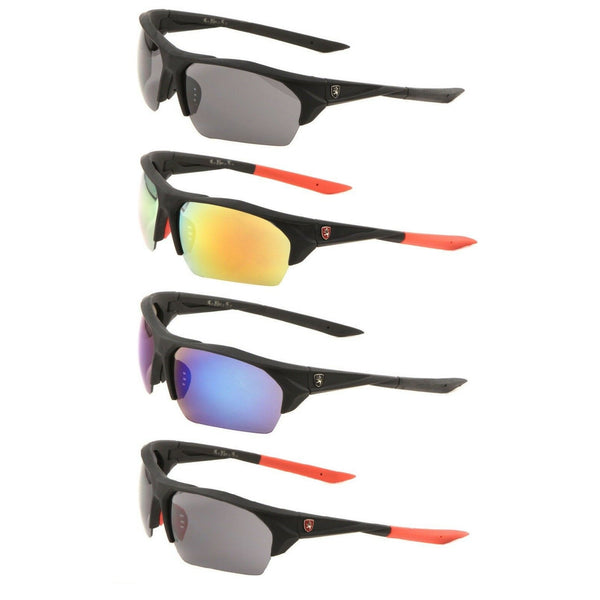 Khan Soft Rubber Semi Rimless Wrap Around Sport Sunglasses