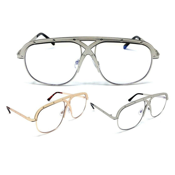 Berlin Oversized Luxury Retro Aviator Sunglasses w/ Clear Lenses