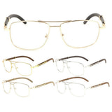 Associate Metal & Faux Wood Aviator Eyeglasses / Clear Lens Luxury Sunglasses