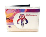 Star Wars The Mandalorian Logo Sublimated Graphic Print PU Faux Leather Men's Bifold Wallet