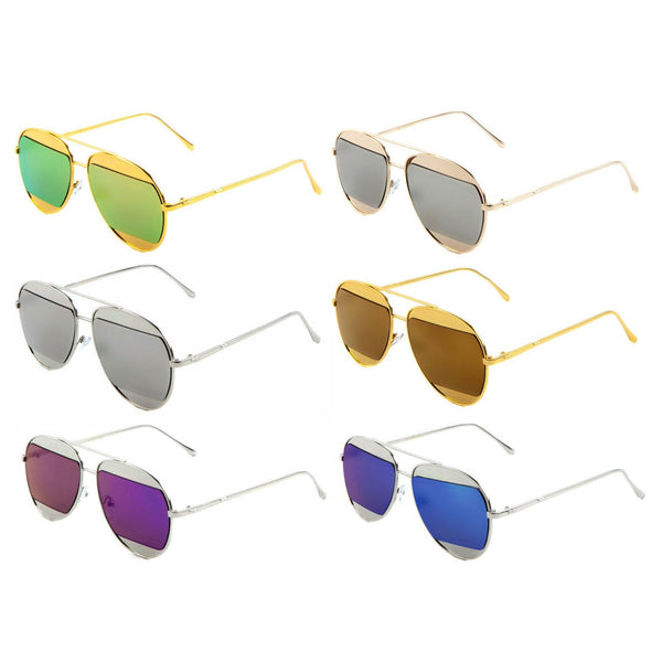 Luxe Fashion Split Half Lens Aviator Sunglasses