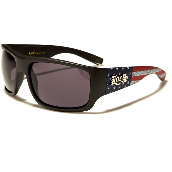 Locs Square USA Flag Patriotic Sport Wrap Around Sunglasses
