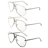 XL Oversized Retro Turbo Floating Lenses Luxury Aviator Sunglasses w/ Clear Lenses