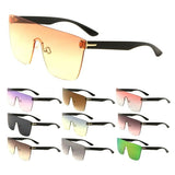 Rimless Flat Top Oversized Mono Shield One Piece Lens Sunglasses