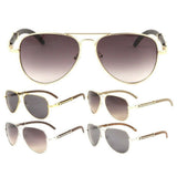 Maverick Metal & Faux Wood Aviator Luxury Sunglasses