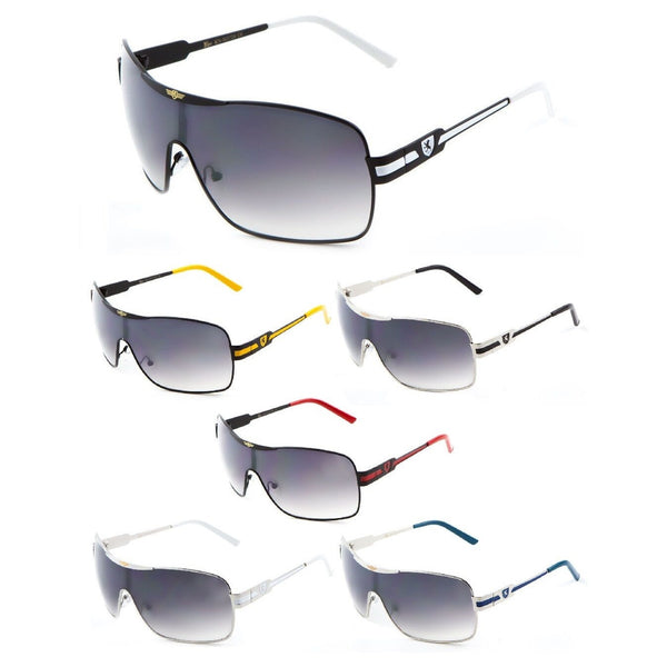 Khan Sport Shield Aviator Wrap Around One Piece Lens Luxury Sunglasses