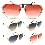 Syndicate Oversized Rimless Square Luxury Aviator Sunglasses