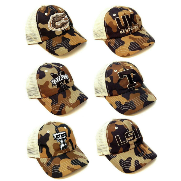 University of Kentucky Wildcats Brown Woodland Camo Tan Mesh Trucker Adjustable Curved Bill Hat