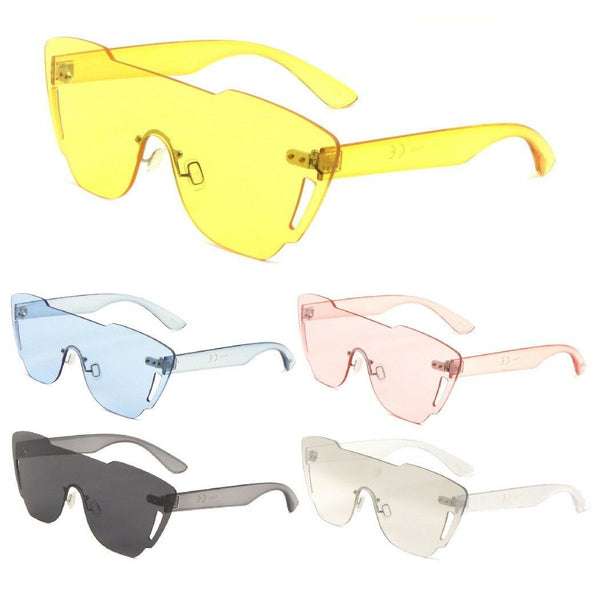 Sobe Rimless Shield Mono One Piece Lens Futuristic Sunglasses
