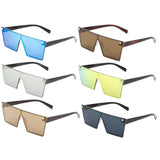 Art Deco Flat Top Shield One Piece Floating Lens Sunglasses