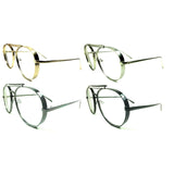 Thick Bold Metal Luxury Aviator Sunglasses w/ Clear Lenses