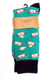 Fine Fit Casual Fast Food Snack Pattern Knit Crew Socks