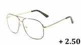 Elite Classic Casual Square Luxury Pilot Aviator Readers Reading Glasses