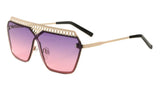 Womens Oversized Metal Mesh Grill Shield One Piece Lens Sunglasses