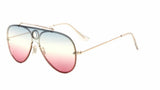 Classic Outdoorsman Shield Aviator Sunglasses w/Flat Lenses