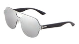 Rimless Oversized Flat Top One Piece Shield Lens Aviator Sunglasses
