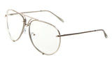XL Oversized Retro Turbo Floating Lenses Luxury Aviator Sunglasses w/ Clear Lenses
