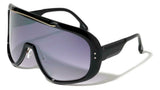 Futuristic Oversized Shield One Piece Lens Wrap Around Sport Sunglasses
