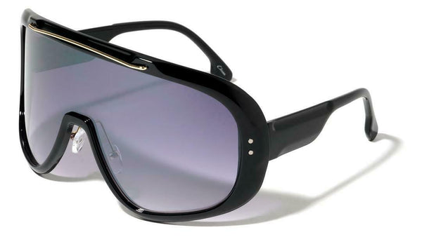 Futuristic Oversized Shield One Piece Lens Wrap Around Sport Sunglasses