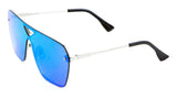 Oversized Rimless Square Flat Top One Piece Shield Lens Aviator Sunglasses