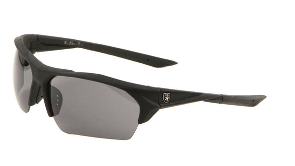 Khan Soft Rubber Semi Rimless Wrap Around Sport Sunglasses