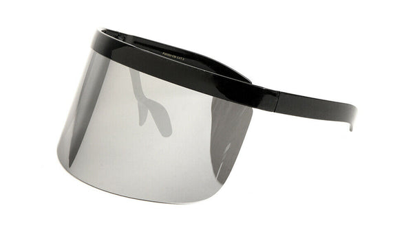Half Rim Flat Top Oversized XXL Mono Shield Futuristic Wrap Face Visor Sunglasses