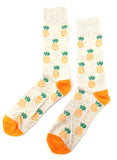Fine Fit Casual Novelty Pineapple Summer Fruit Tropical Pattern Knit Crew Socks