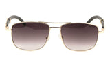 Associate Metal & Faux Wood Square Aviator Luxury Sunglasses