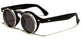 Cool Flip Up Round Clear Circle Lens Retro Steampunk Luxury Sunglasses