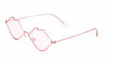 Kiss Sexy Lips Shaped Metal Wire Fame Lolita Sunglasses