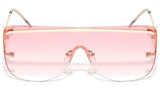 Flat Top Rimless Square Shield Aviator One Piece Lens Luxury Sunglasses