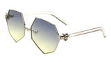 Geometric Oversized Pearl Nose Pad Clown Hand Hinge Aviator Sunglasses