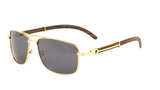 Associate Metal & Faux Wood Square Aviator Luxury Sunglasses