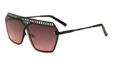 Womens Oversized Metal Mesh Grill Shield One Piece Lens Sunglasses