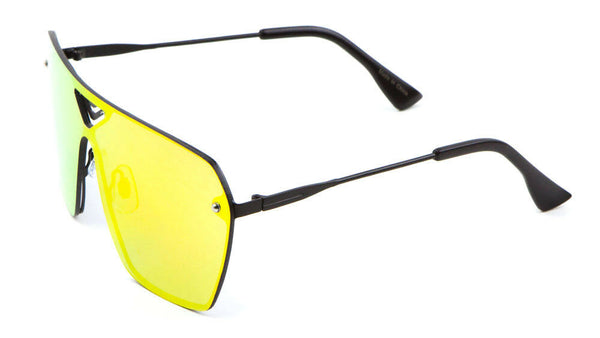 Oversized Rimless Square Flat Top One Piece Shield Lens Aviator Sunglasses