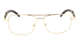 Associate Metal & Faux Wood Aviator Eyeglasses / Clear Lens Luxury Sunglasses