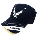 United States Air Force 3D Wings Logo Stripe Black Adjustable Hat