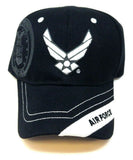 United States Air Force 3D Wings Logo Stripe Black Adjustable Hat