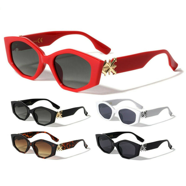 Women's Slim Geometric Thick Bold Wide Cat Eye Luxury Sunglasses