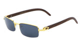 Debonair Metal & Faux Wood Slim Half Rim Rectangular Luxury Sunglasses