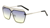 Womens Oversized Metal Mesh Grill Shield One Piece Lens Sunglasses