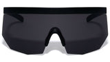 XL Oversized Semi Rimless Shield Wrap Face Sport Sunglasses