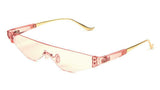 Cyber Futuristic Slim Rimless Shield One Piece Mono Lens Retro Sunglasses